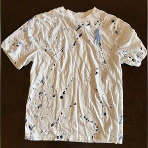 Polo by Ralph Lauren White Tee with Navy & Light Blue Paint Splatter